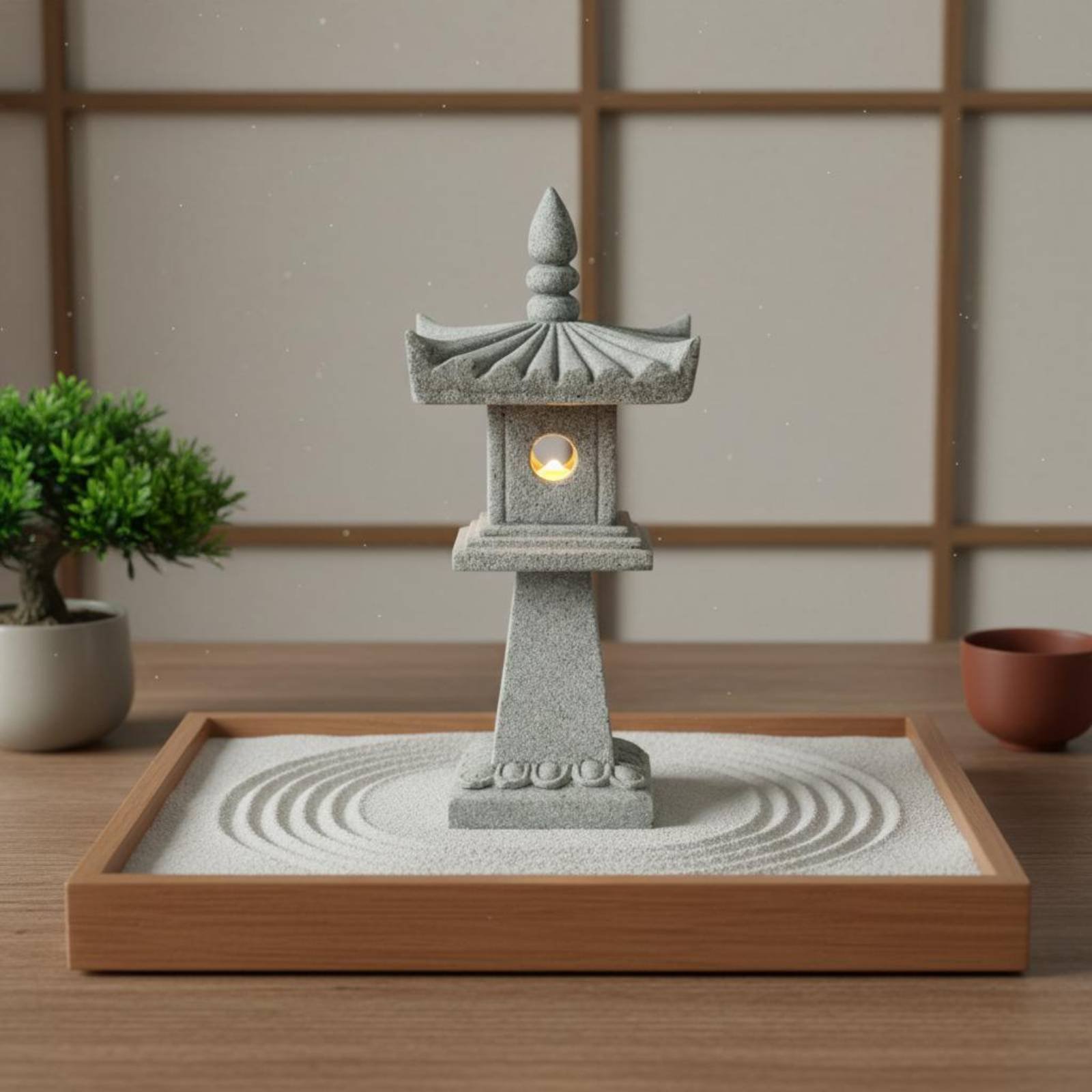 Japanese Garden Bonsai - 미니어처 석등 고풍스러운 마감 분재 장식
