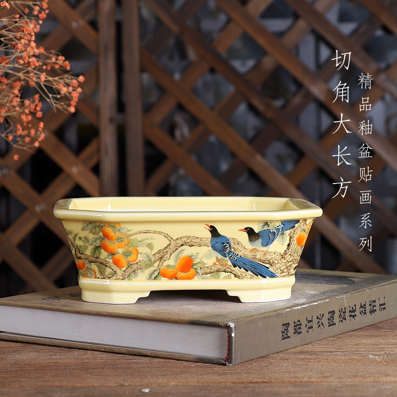 Bonsai Garden Table - 도자기 직사각형 분재 냄비, 중국 전통