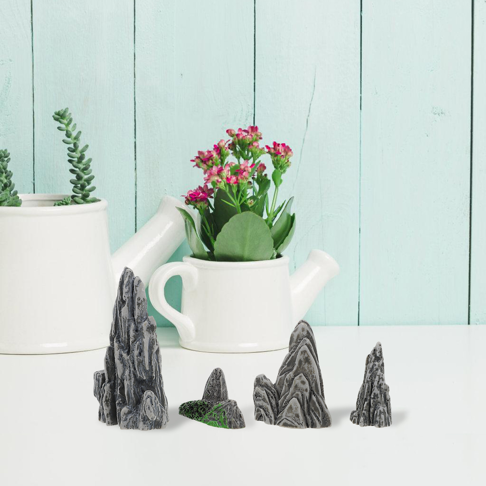 Bonsai Rock Garden - 미니어처 석가산 분재 장식 4개, 사실적인