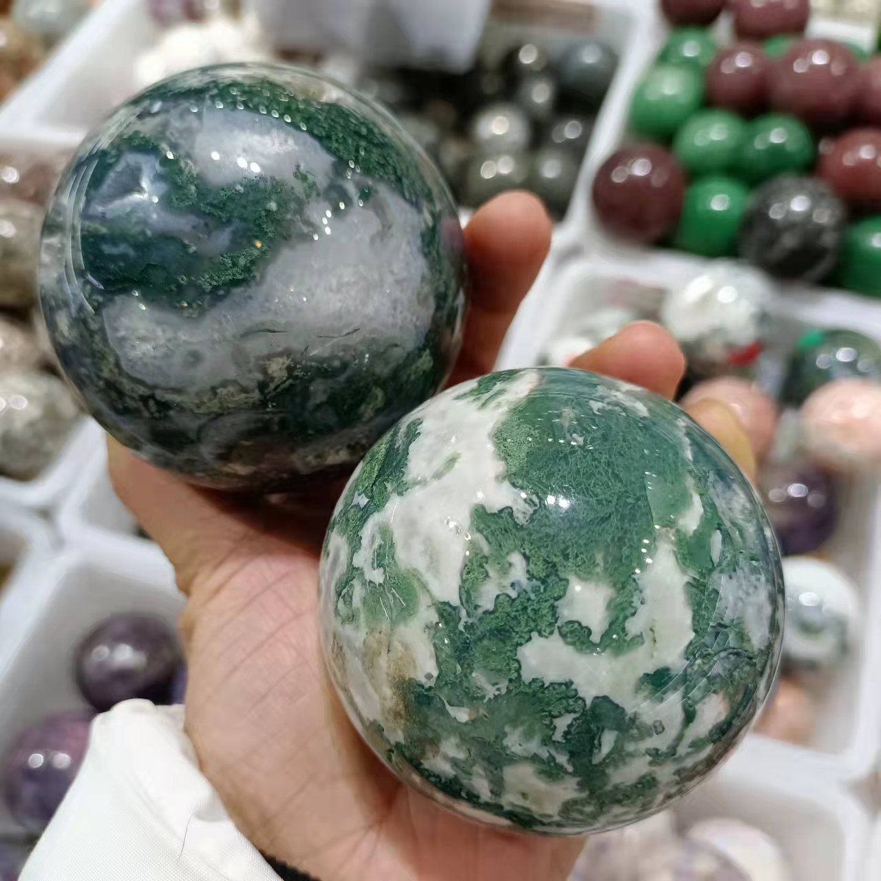 천연 이끼 마노 크리스탈 석영 구, 암석 광물, 영기  - Bonsai Rock Garden 리뷰 및 가격