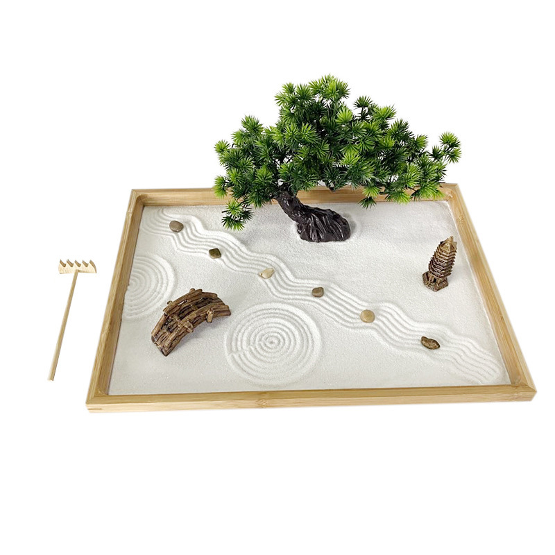 책상용 일본식 젠 가든, 흰 모래, 인공 분재 나무,  - Bonsai Tree Zen Garden 리뷰 및 가격