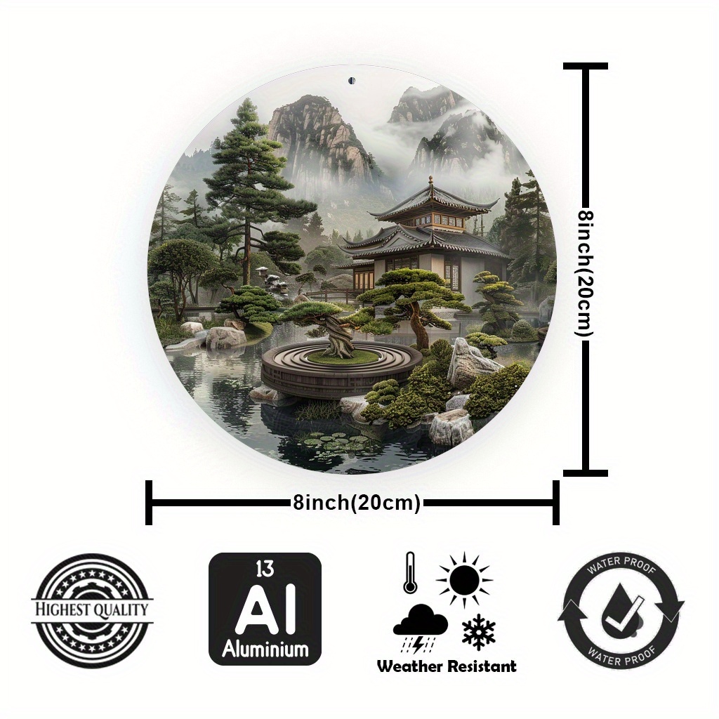 평화로운 일본 선(禪) 정원 원형 금속 간판, 2D 평 - Bonsai Tree Zen Garden 리뷰 및 가격