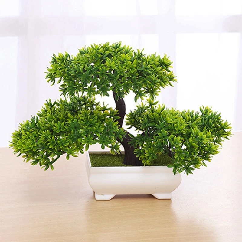 1Pcs 녹색 인공 식물 분재 플라스틱 나무 가짜 꽃  - Bonsai Garden Table 리뷰 및 가격