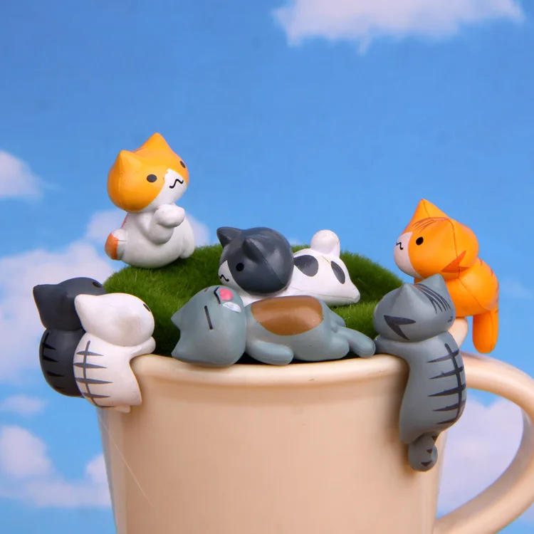 6개/세트 만화 행운의 PVC 고양이 집 정원 분재 장 - Japan Bonsai Garden 리뷰 및 가격